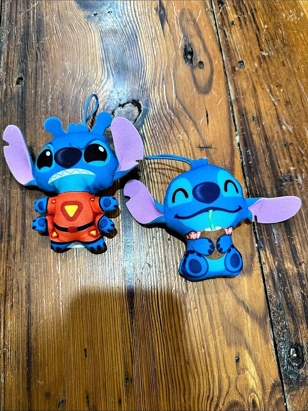 Disney Stitch Plush Ornaments Set of 2 Blue Purple